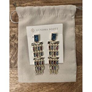 Kendra‎ Scott Jack Statement Earrings In Gold MultiColor Jeweltone Crystal Drop